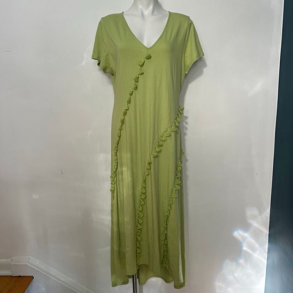 Soft Surroundings Alana Green Tassel Maxi dress